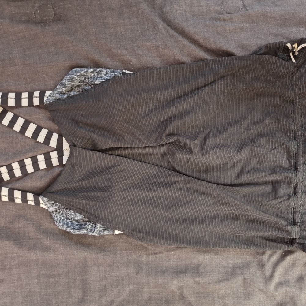 Black and Gray Striped Jumpsuit